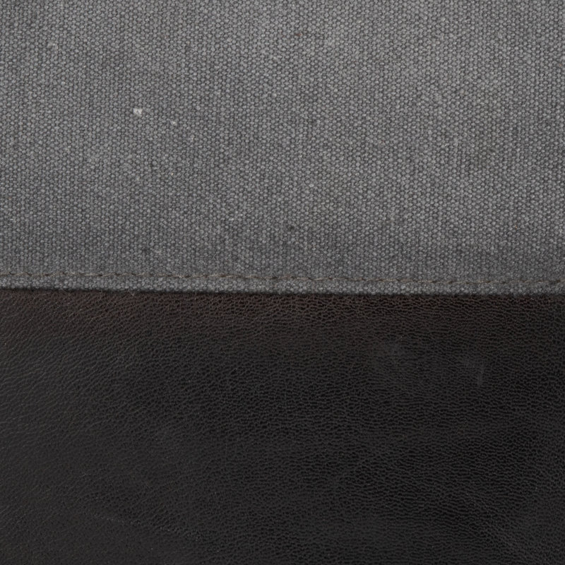 Cobbler Canvas Pouf in Leather, Gray Genuine Leather