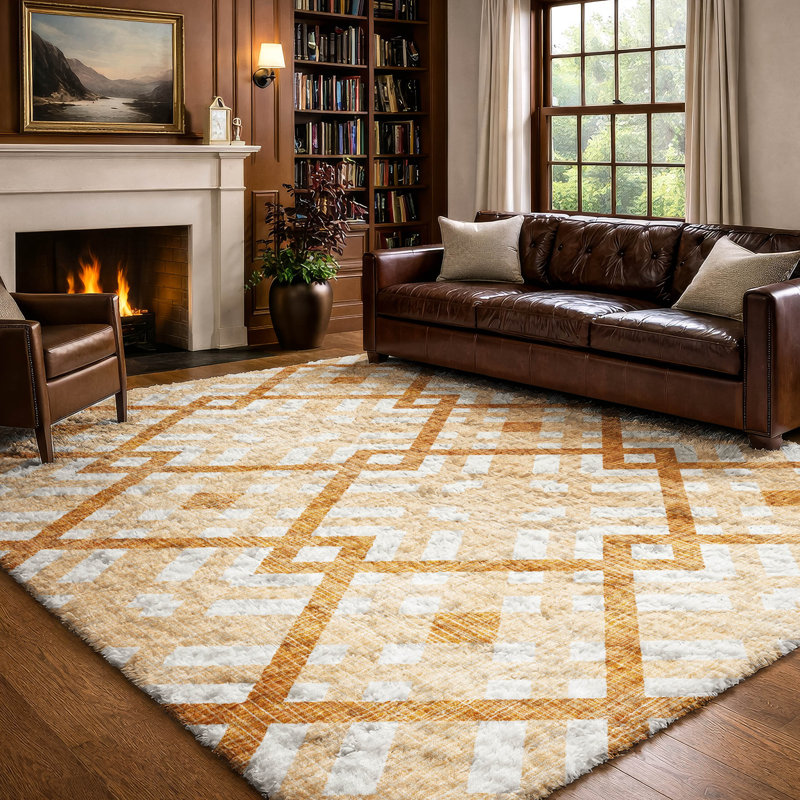 Tapis à poil long de qualité supérieure lavable à la machine ADS616, Peach, 9' x 12'