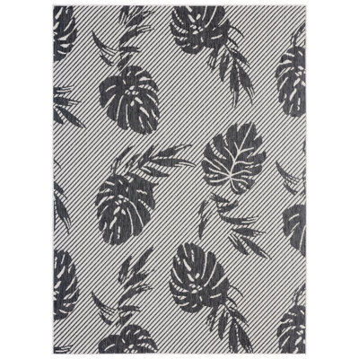 Tommy Bahama Palm Coastal Indoor/Outdoor Area Rug, Charcoal Gray