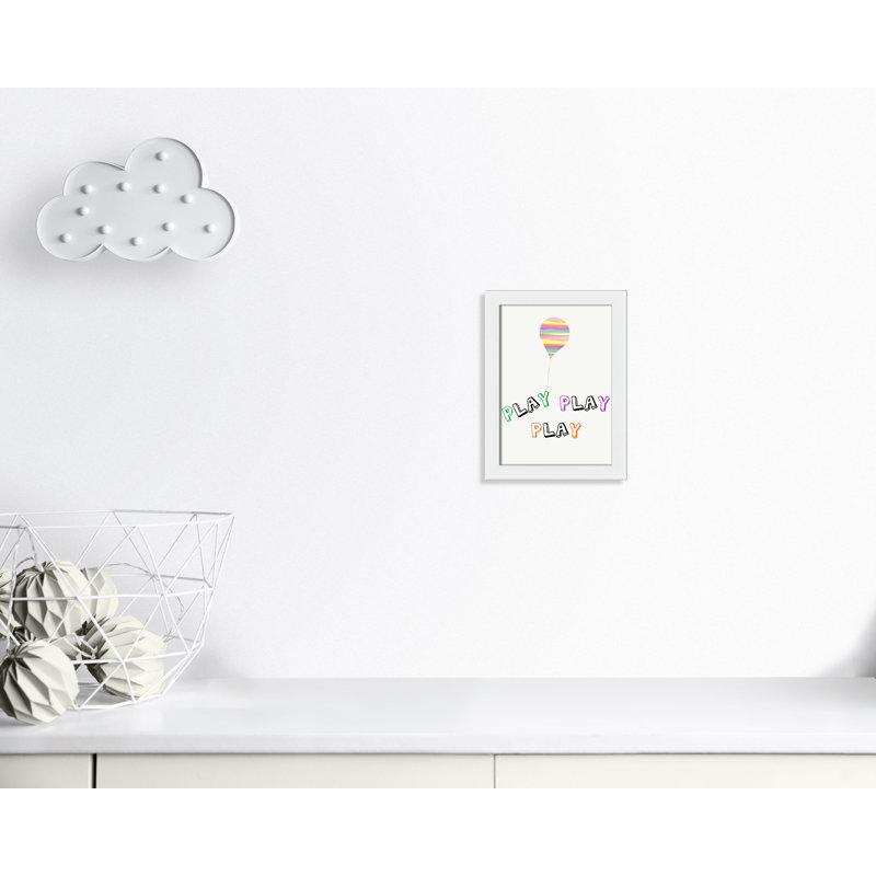 Play Play Play, impression sur papier, H 14 po x l 10 po x P 0,6 po, Encadré plat blanc