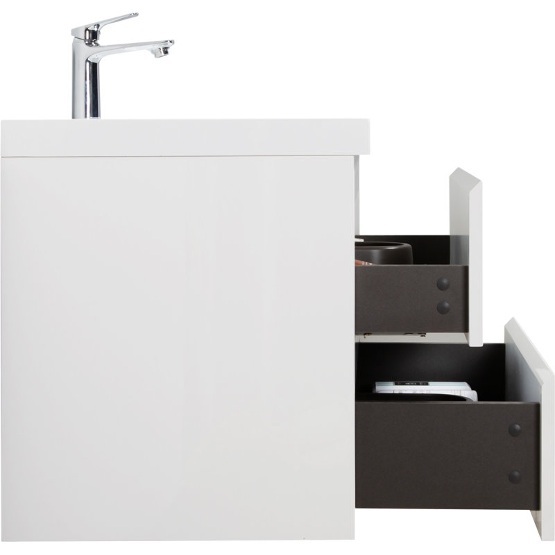 30" Floating Bathroom Vanity With Sink, Blanc