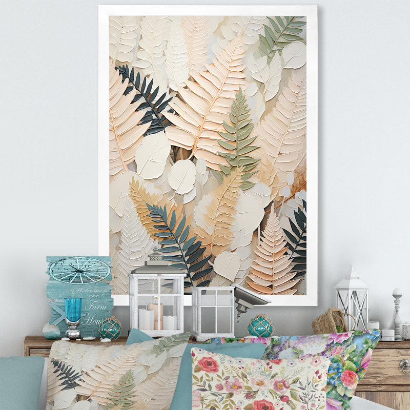 «Golden Ferns Silent Gracefulness» sur toile, H 20 po x l 12 po x P 1 po, Cadre simple blanc