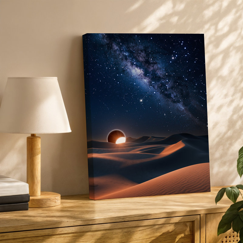 Reproduction d'art sur toile, "Une scène céleste à couper le souffle" représentant une éclipse solaire contre un art mural