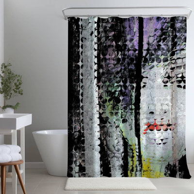 Shower Curtain FI24 – Polyester Shower Curtain, Dye Sublimation Print, 71" W × 74" L