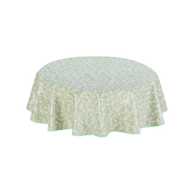 Round Oilcloth PVC Wipe Clean Tablecloth Table Cover 155 Cm 61" Duck Egg Blue Green
