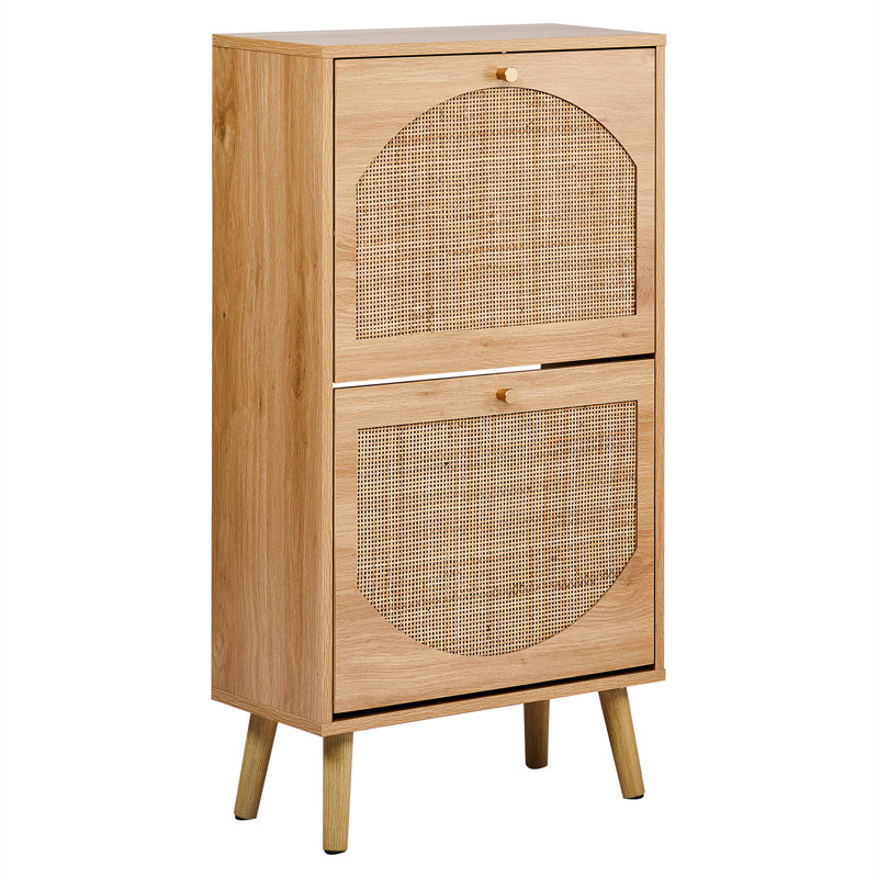 Armoire de rangement à chaussures en rotin, H 38,6 po x l 21,3 po x P 9,5 po, Brun