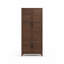 Armoire rustique en bois brun noyer rustique - 4 portes - 72 po de hauteur avec rangement autoportant - Tablettes réglables et tringle à vêtements - Chambre et salon - Brun (boîte AB)
