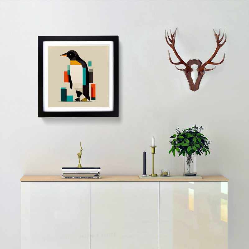 Penguin Suprematism - Framed Print, Black