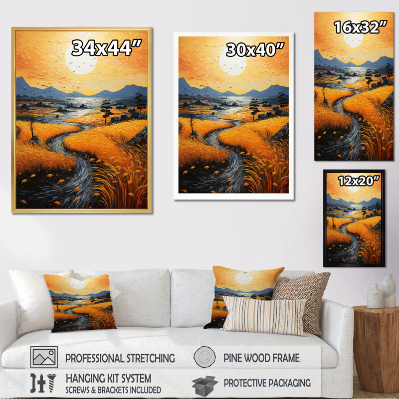 «Vangogh Harvest Time In The Wheat Fields IV», encadré sur toile par Vincent Van Gogh, peinture, 32" H x 24" W