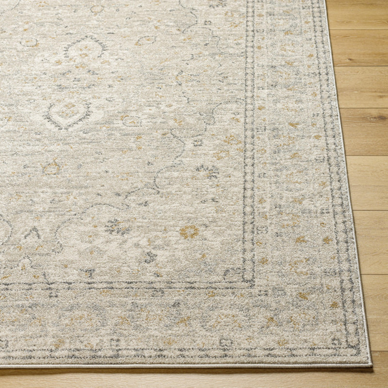 Zamirah Oriental Machine-Woven Polypropylene Gray Area Rug, Rectangle 5 pi 3 po x 7 pi