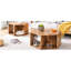 Table basse hexagonale de couleur bois, design distinctif, paire de rangement fonctionnelle, motifs caractéristiques, amplement