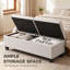 Banc coffre ottoman de 130 cm avec double couvercle relevable, blanc crème-995636555