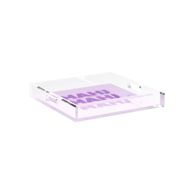 Mahjong Abstract Decorative Tray, 12"W x 12"D x 2"H, Lilac, Square