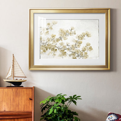 «Neutral Cherry Blossom Composition II», reproduction encadrée de qualité supérieure - prête à être accrochée