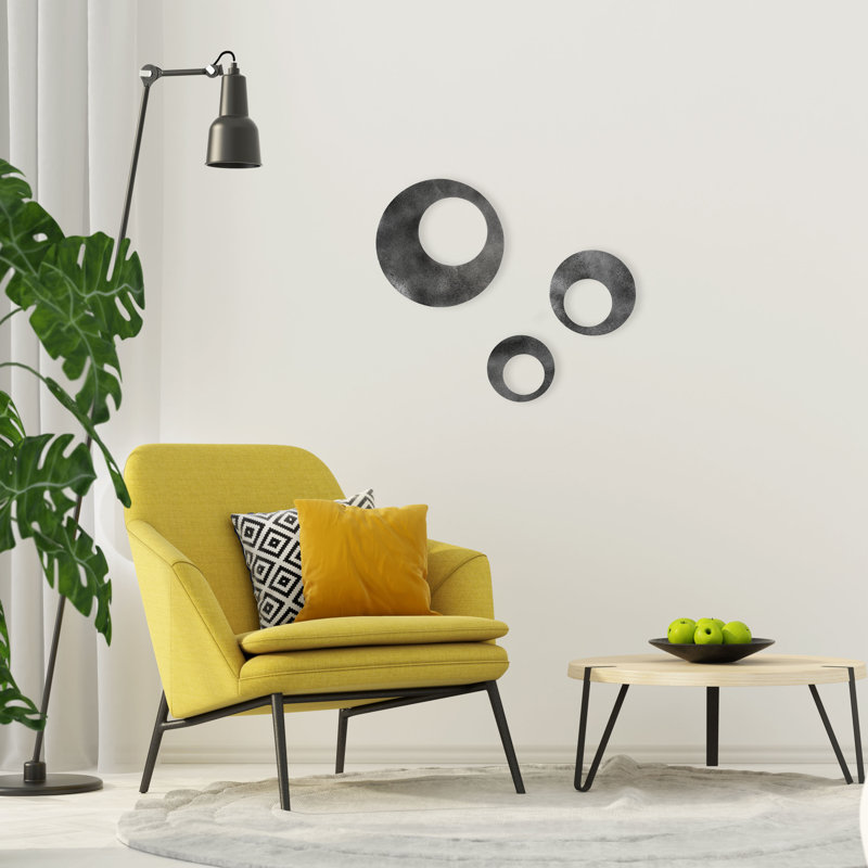 Contemporary Circles Decor Set, Silver Vein