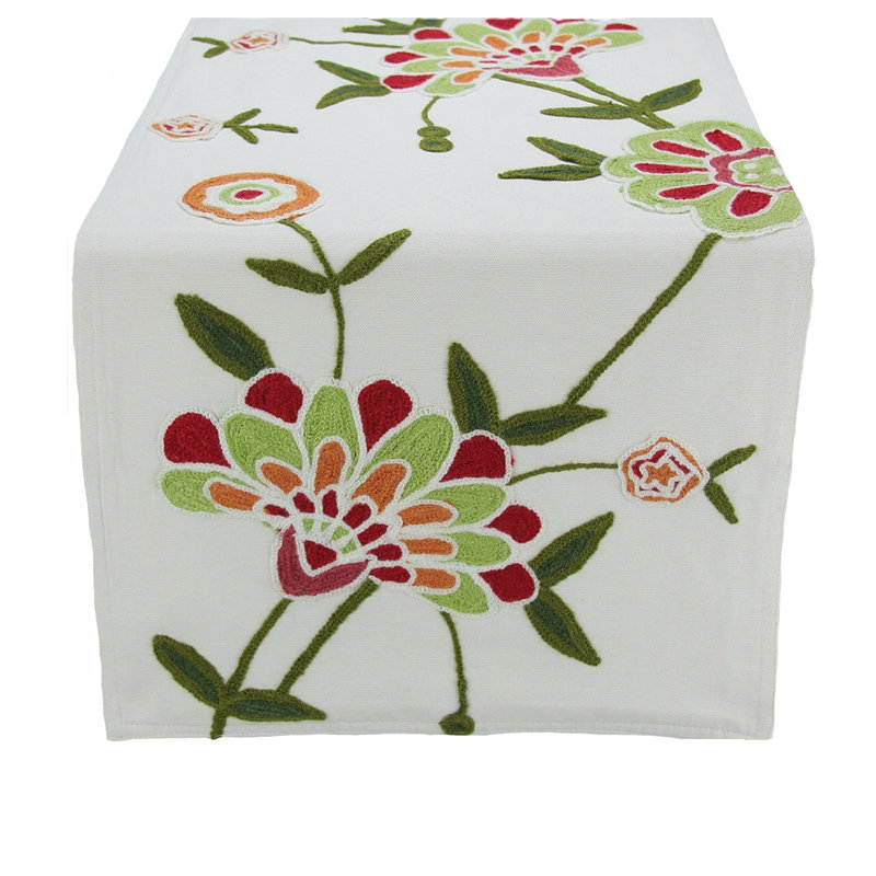 Chemin de table Flora Linens, L 36 po x l 16 po, Bleu