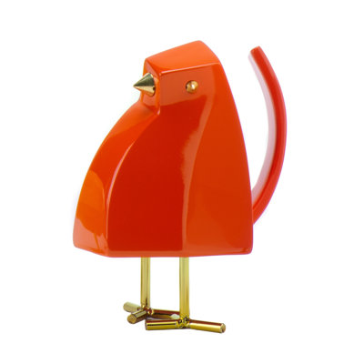 Sculpture oiseau en résine orange