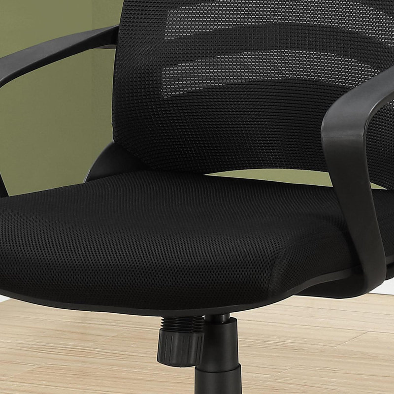 Office Chair, Adjustable Height, Swivel, Ergonomic, Armrests, Computer Desk, Work, Black Mesh, Black Metal, Contemporary, Modern