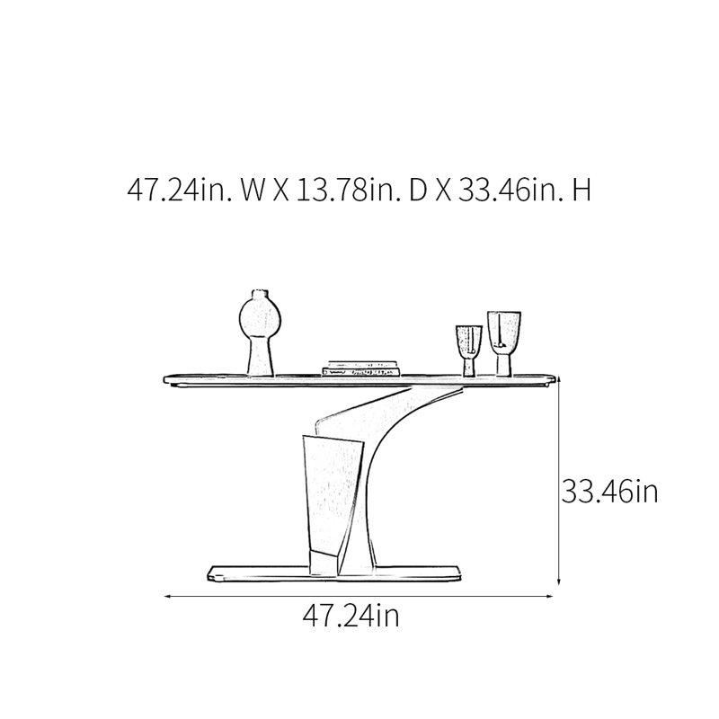 Console Modern Minimalist Art, H 33,46 po x l 47,24 po x P 13,78 po, Gris