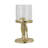 7X4x7.5" Gold Rabbit Pillar Candle Holder With Clear Glass Hurricane Shade