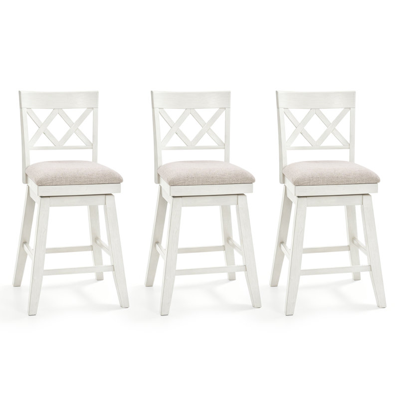 Tabouret de bar en bois massif Modern Farmhouse, White, 3