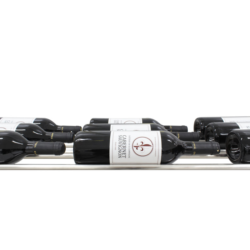 Silver Wall-Mounted Horizontal Wine Display Rack, 9 Bottle Capacity