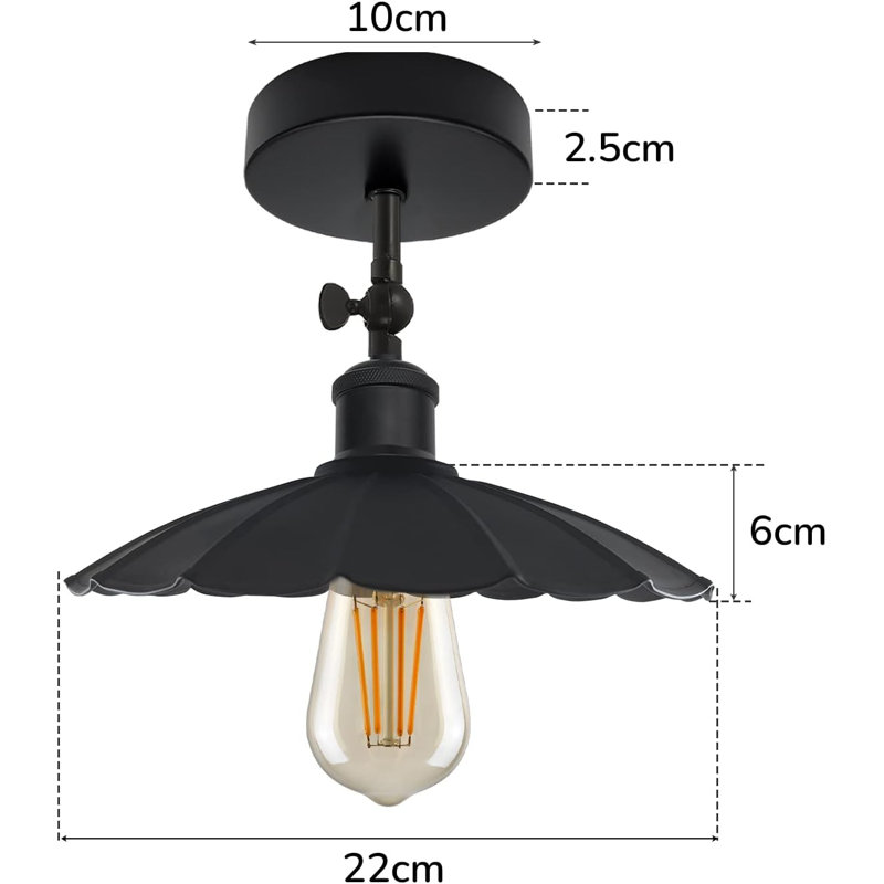 Modern Black Flush Mount Ceiling Lighting LED Lights, Semi Flush Light Fitting Pendant Light Lamp Chandelier Metal Light Shade for Hall, Living Room, Lounge