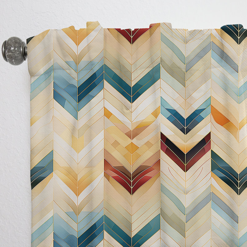 Beige chevron mosaïque Fusion I - Rideau glamour - Velours obscurcissant - 1 panneau, L 52 po x L 95 po