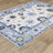 Kugler Floral Traditional White/Blue Printed Washable Flat Pile Area Rug-174093880