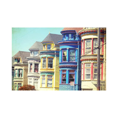Colourful Houses 1 Piece Wrapped Canvas Wall Art