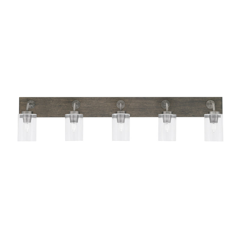 Barre d'éclairage de salle de bain 5 lumières Oxbridge, Graphite / gris vieilli, Clair