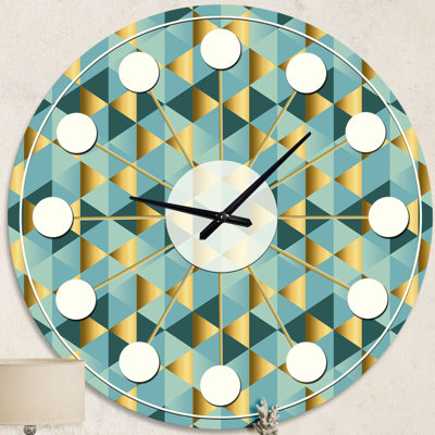Or et bleu Dynamics V - horloge murale moderne Mid-Century