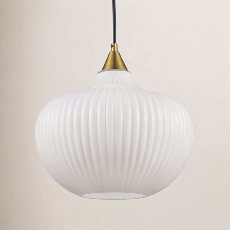 Collina 1-Light Dimmable Globe Glass Pendant, Antique Gold