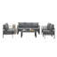 Ensemble de conversation 5 pièces pour patio moderne en aluminium, canapé d'extérieur 7 places avec coussins épais gris foncé et structure grise et table basse-1794631929