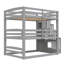 Lit superposé triple gris double avec escalier de rangement et cadre de conception séparé, matériau en pin, pour une utilisation familiale, construction, bon 3-129996419