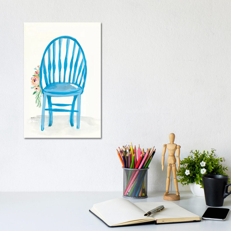 Floral Chair II by Jessica Mingo - Wrapped Canvas Painting, 20.32 cm H x 30.48 cm W