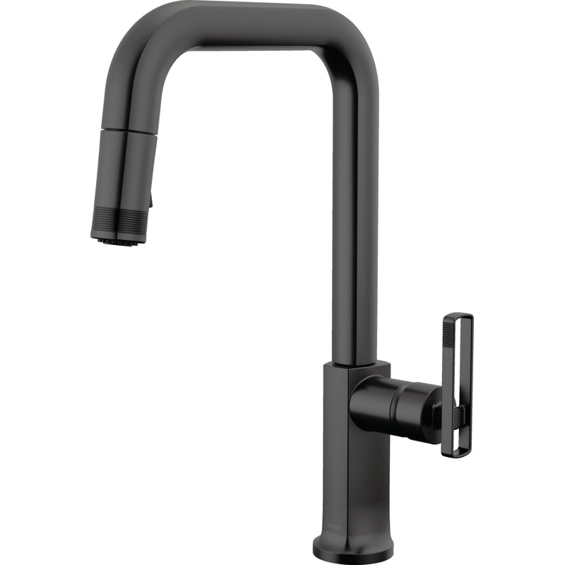 Kintsu® Pull-Down Faucet With Square Spout, Matte Black, Knob Handle
