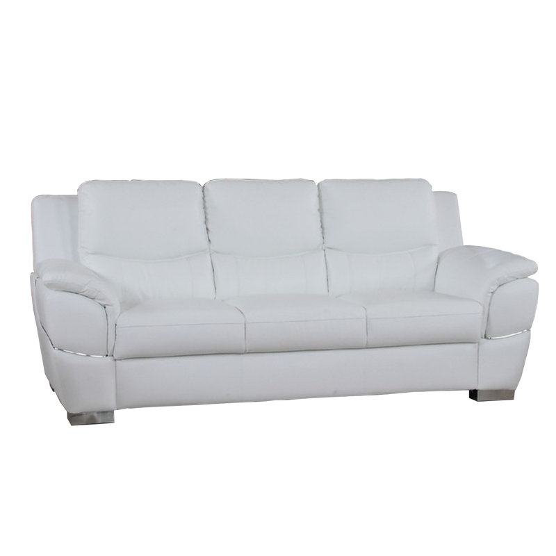 Two Piece Indoor Gray Genuine Leather Five Person Seating Set