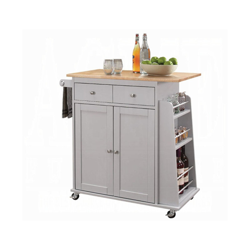 Chariot de cuisine l 35,40 po, naturel et gris