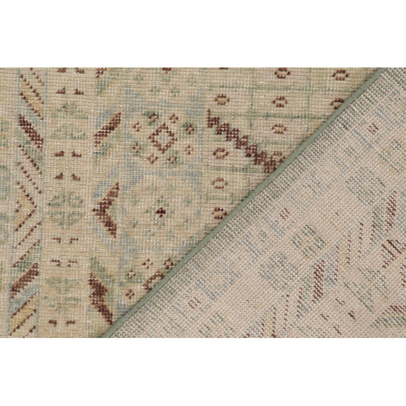 Distressed Homage Hand Knotted Wool Geometric Area Rug, Rectangle 14' x 20'