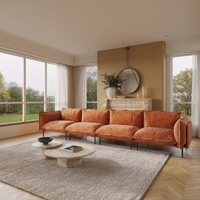 Traci Upholstered 147.24'' Wide Velvet Modular Sofa,4-piece