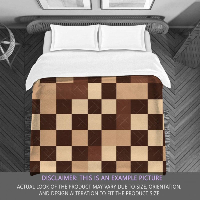 Machine Printed Comforter, Twin Comforter, Brown/Beige Checkered