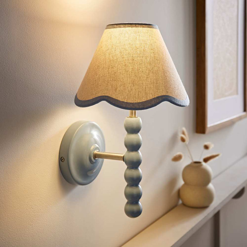 Alderic Manufactured Wood Armed Sconce, Blue, Blue, No