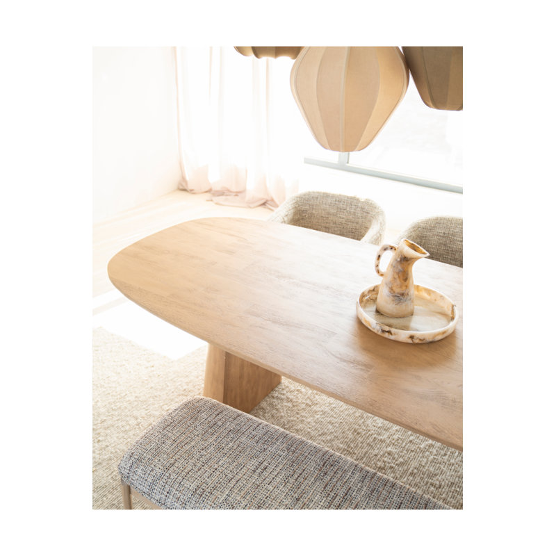 Lune Oval Solid Wood Dining Table, Natural, 30"H x 94"L x 41"W