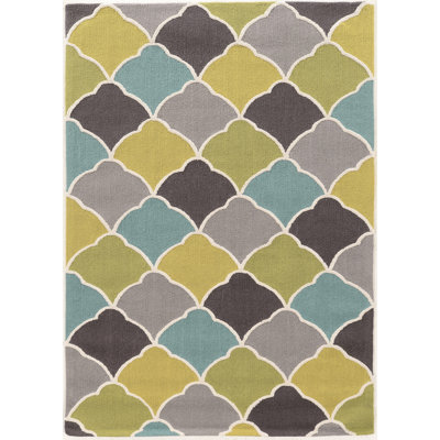 Tapis bleu / vert / brun touffeté à la main Marisela