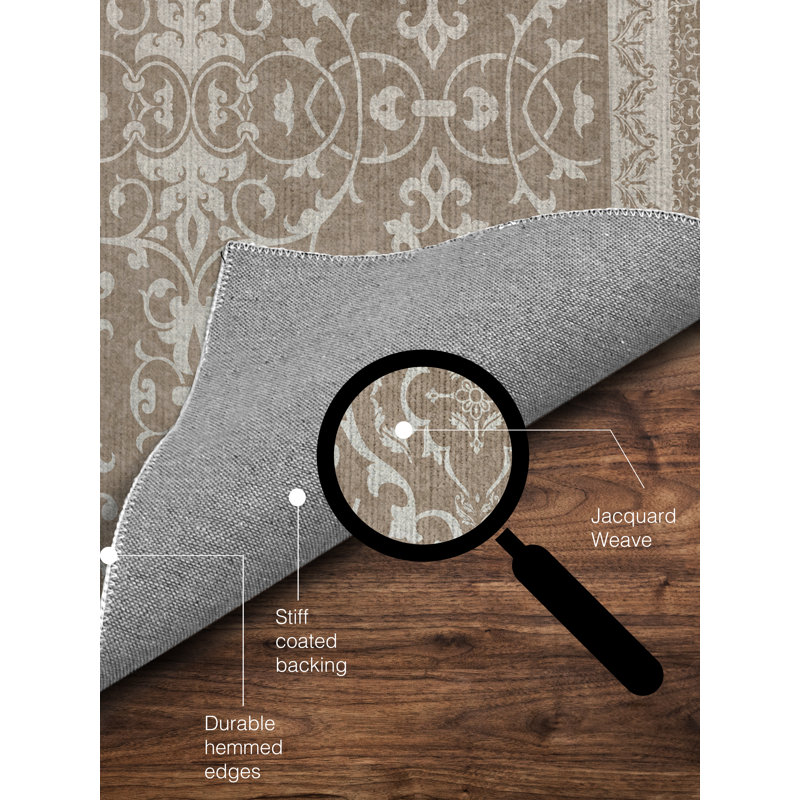 Tapis de chaise rectangulaire à poils courts Rao, L 36 po x L 60 po, Beige