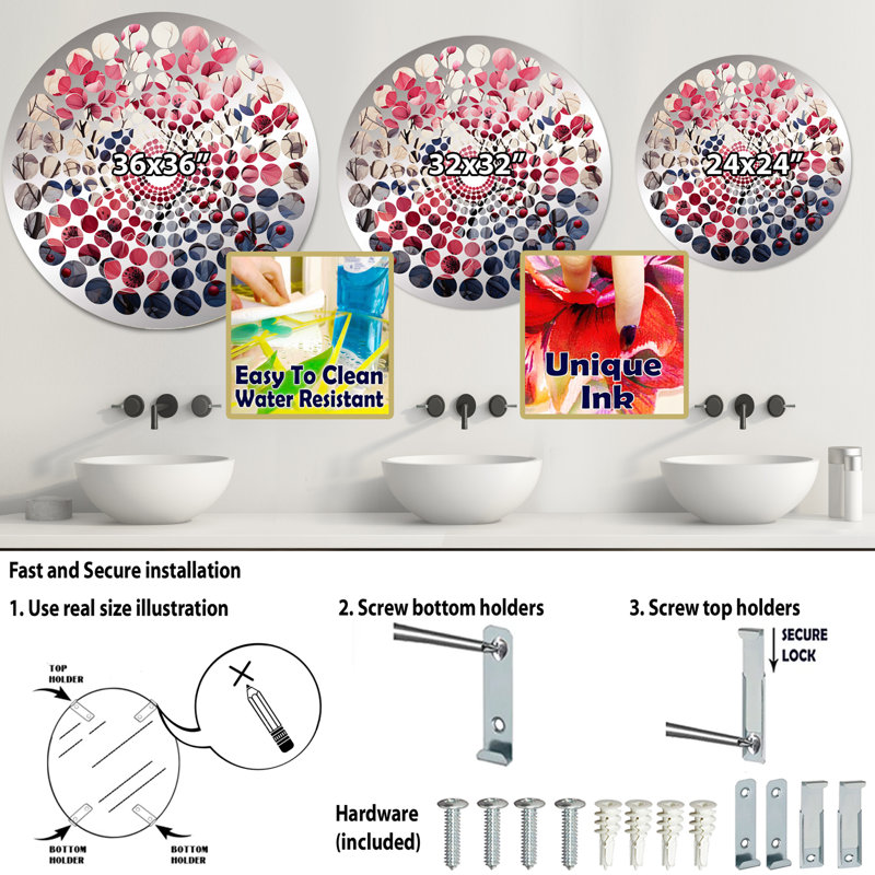 Miroir mural rond Niswger, 31,4 po x 31,4 po