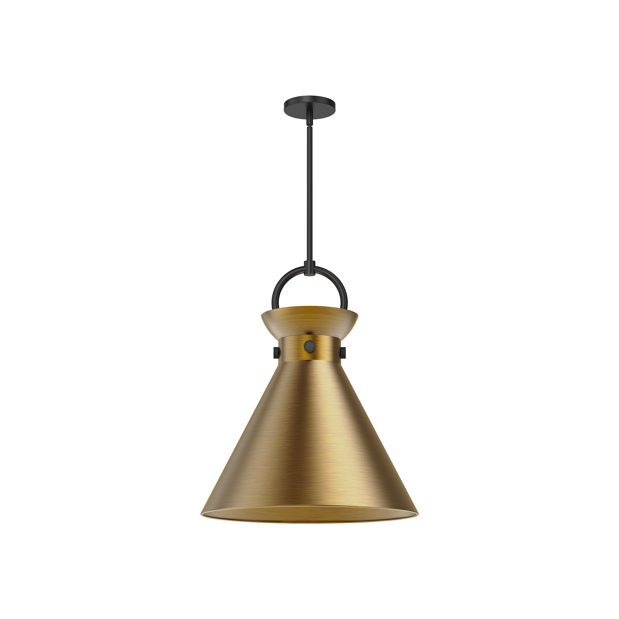 Tiney Single Light Metal Steel Pendant, Gold, Matte Black, 21.75" H x 18" W x 18" D