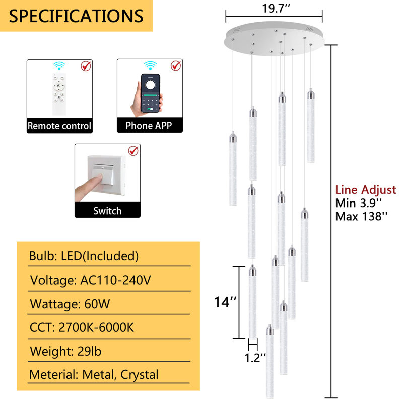 Matildia 12 - Light LED Tiered Chandelier, Silver