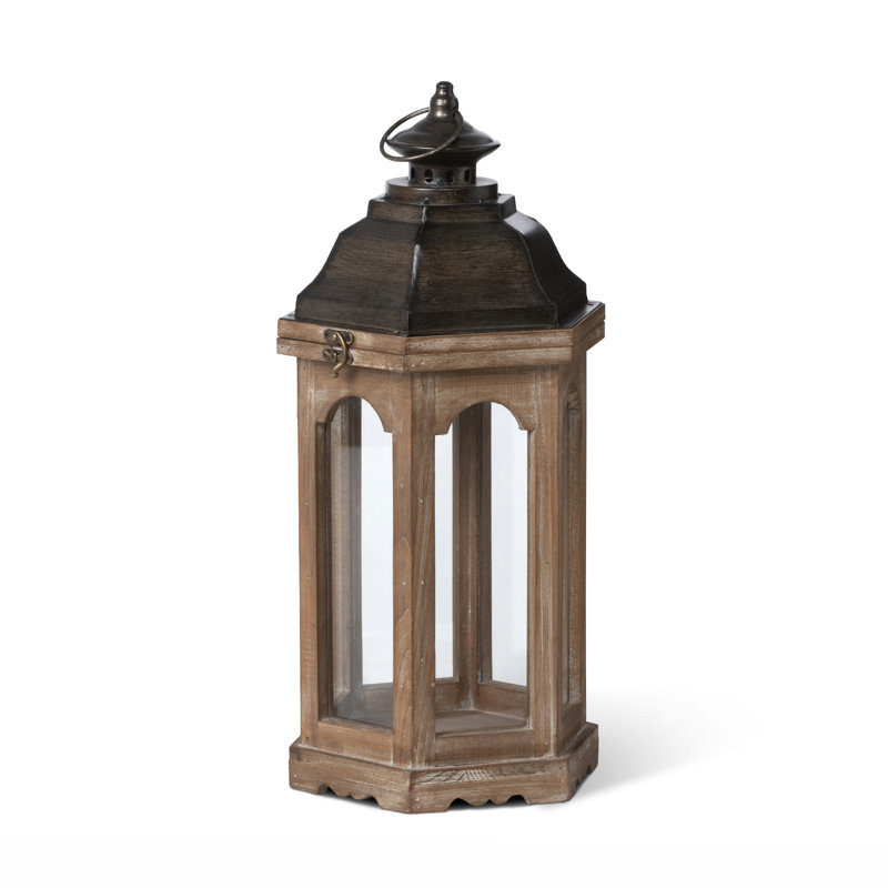 Rustic Fir Wood and Iron Hanging Lantern